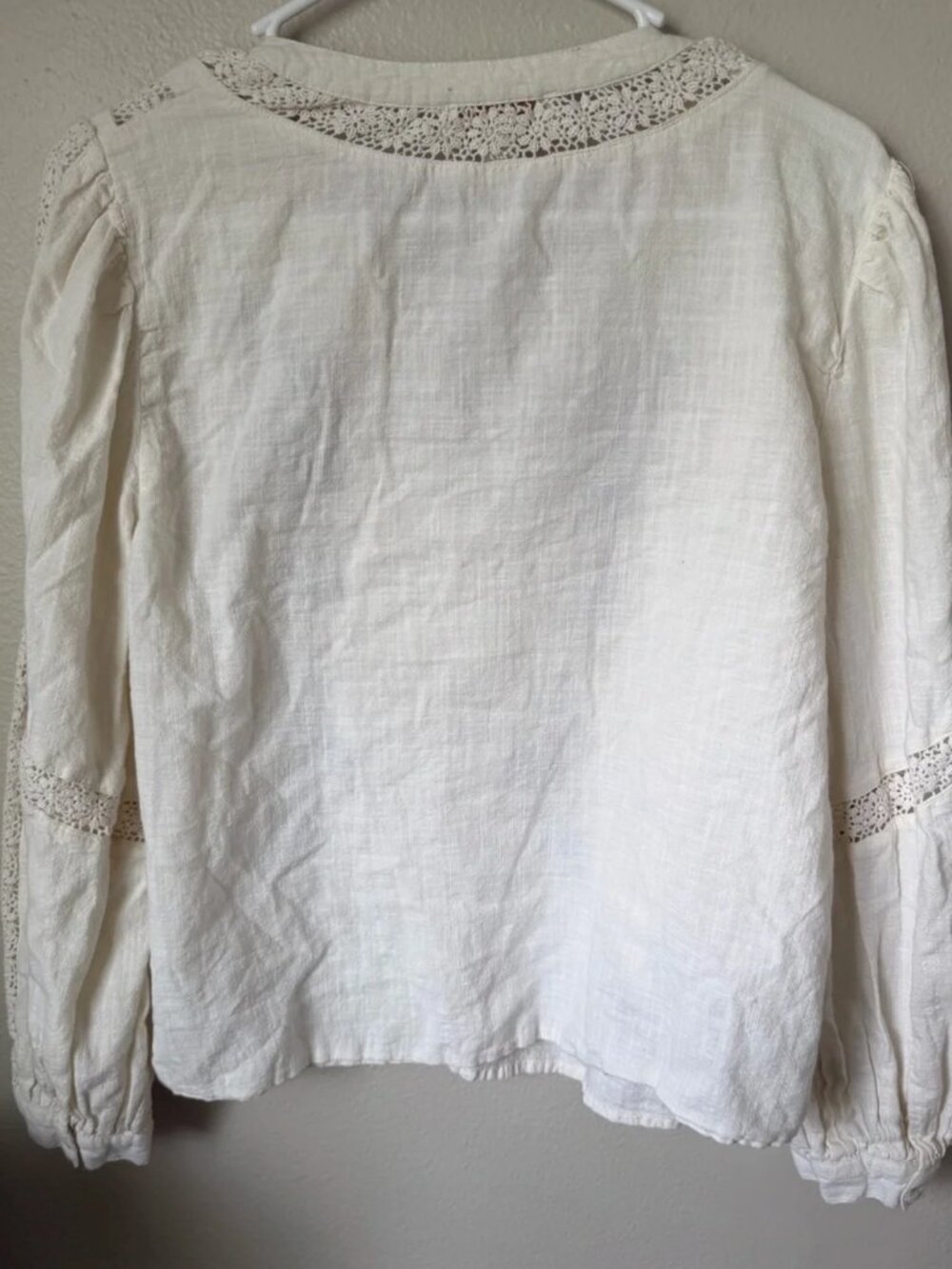 Jennifer & Grace Embroidered Boho Peasant Blouse XL Cream Cottagecore Top - Picture 5 of 5
